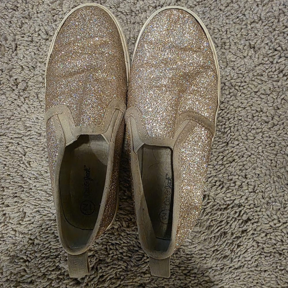 Cat & Jack Glittery Gold Slip-On Shoes